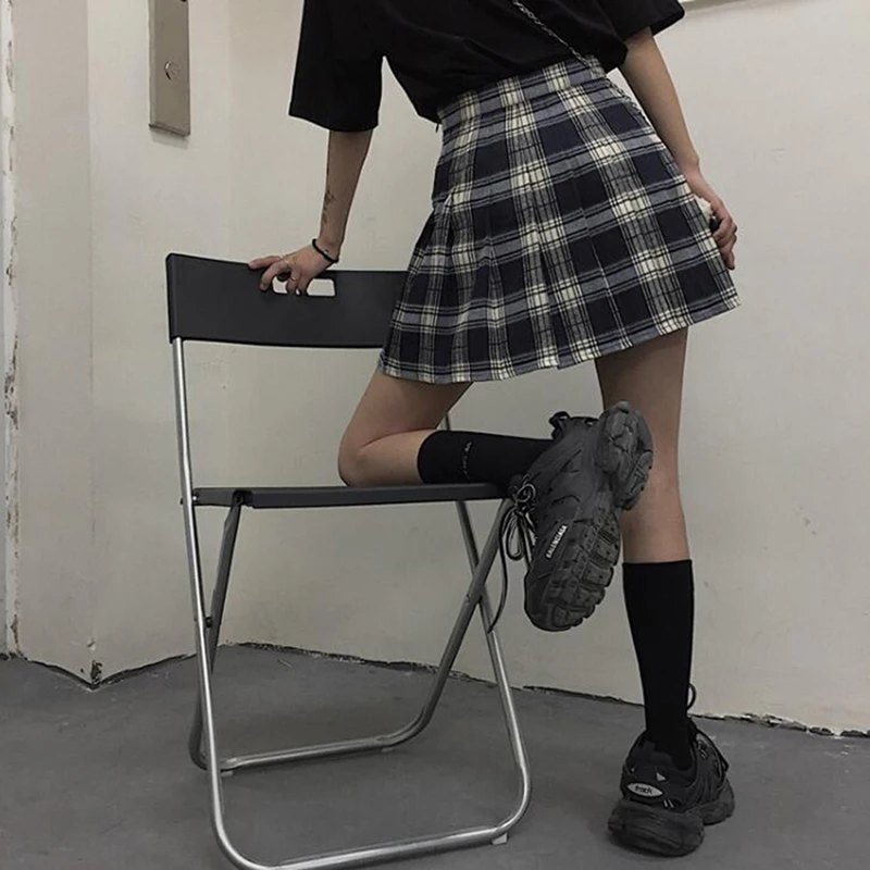 Летняя женская клетчатая мини-юбка в стиле Харадзюку с шортами уличная одежда
