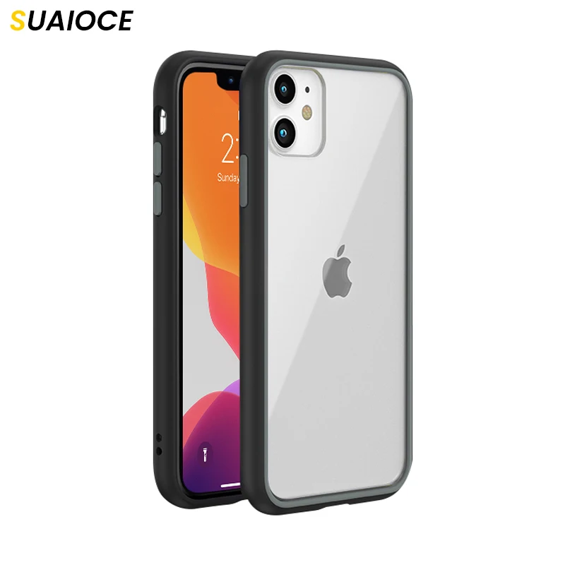 SUAIOCE Прозрачный чехол для iPhone 11 Pro X XS Max XR ударопрочный Задний защитный SE 2020 7 8