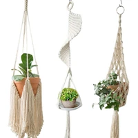 60hothanging planter with tassels hand woven cotton flower pots tapestry net bag home decor