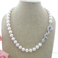 new fancy design natural freshwater pearls 20 white 9 10mm pearl necklace cz dragon clasp