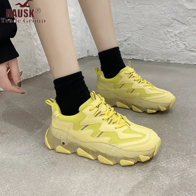 Новинка сезон весна женские кроссовки на толстом каблуке прозрачная подошва