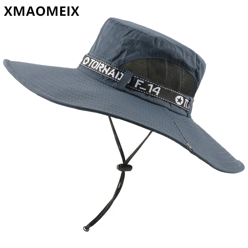 

XMAOMEIX 2021 New Summer Women's Panama Beach Hats Mesh Yarn Breathable Bucket Hat Wind Rope Fixed Adjustment Men's Fishing Caps