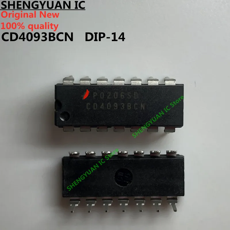 100% новый импортный оригинальный триггер NAND Schmitt 10 шт./лот cd4093+ DIP-14 CD4093 Quad с 2