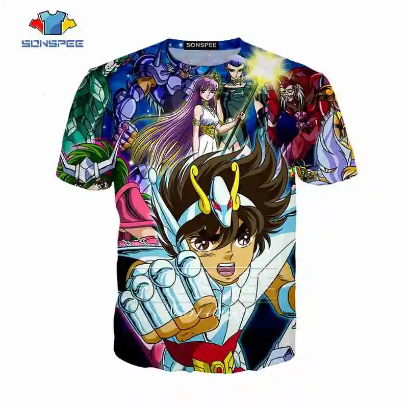 Футболка SONSPEE унисекс 3D Рисунок Рыцари зодиака с принтом Saint Seiya стиль Харадзюку