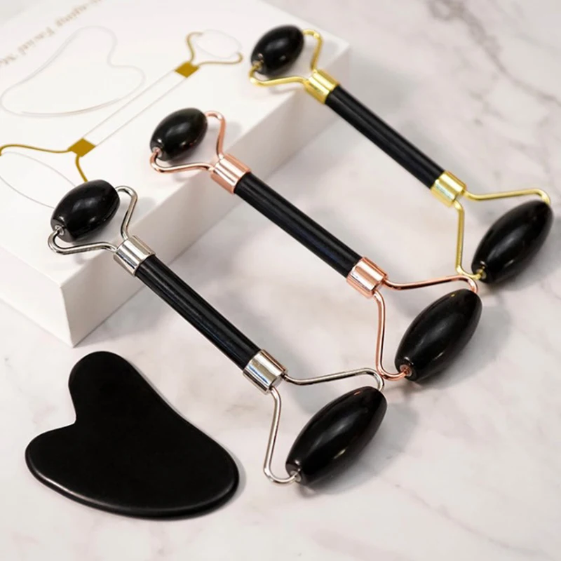 

Цельнокроеное платье лица массажный ролик из ЭВА доска гуаша Двойные головки Темный нефрит камень для подтяжки лица и релаксации