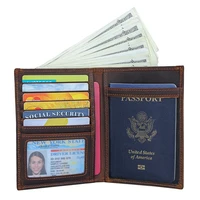 genuine leather man passport wallet vintage cow leather passport cover woman wallet credit card holder male travel wallet