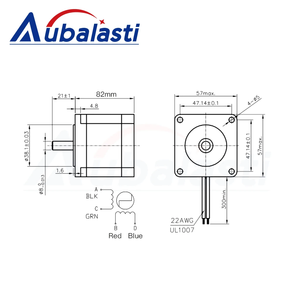 Aubalasti NEMA23 Шаговый двигатель с ЧПУ 57x82 мм 4-выводный 3A 2 Нм D = 8 6 35 для 3D-принтера
