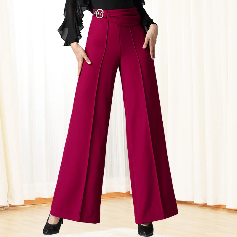 

2020 Women Latin Dance Pants Wide Leg Pants Trousers Ballroom Dance Competition Pants Chacha Waltz Tango Dancing Clothes DQS5582
