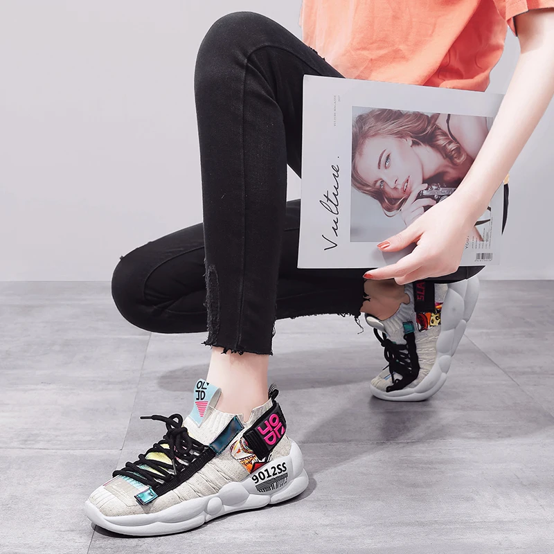 Женские нескользящие кроссовки обувь для скейта спортивная на толстой подошве