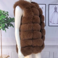 Natural fur fur vest fox fur vest real fur coat Slim slim 70cm real fur vest womens warm vest womens winter jackets sleeveless