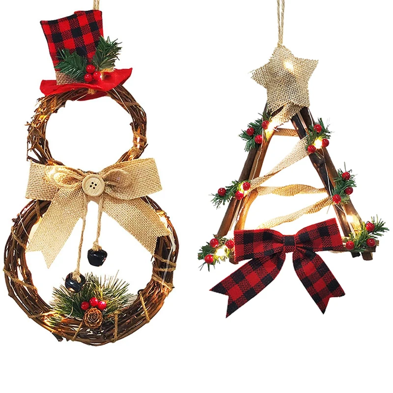 

2022 Christmas LED Garland Hanging Decoration Home Rattan Wall Door Home Party Outdoor Garden Decoration Garland Wreath