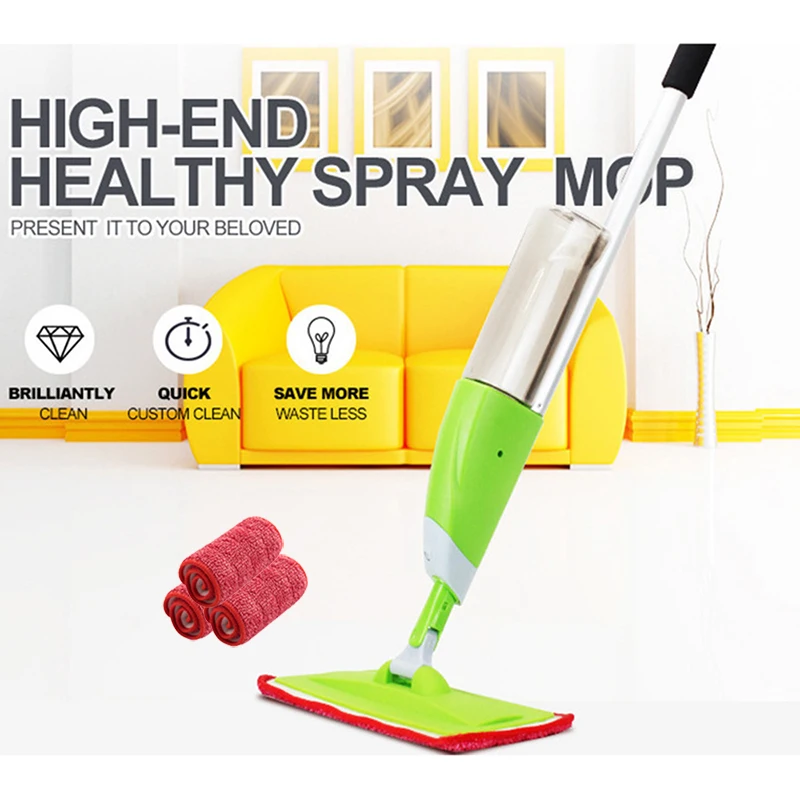 Швабра для пола с 3 многоразовыми насадками из микрофибры комбинация 360 градусов