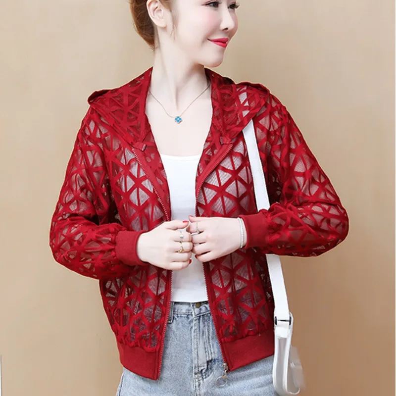 #5357 красная розовая белая сетчатая куртка женская повседневная короткая с