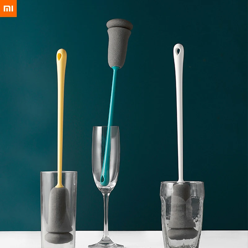 

new xiaomi mijia Sponge Cup Brush Long Handle Replaceable Kitchen Cleaning Tool Soft Sponge bottle Brush practical