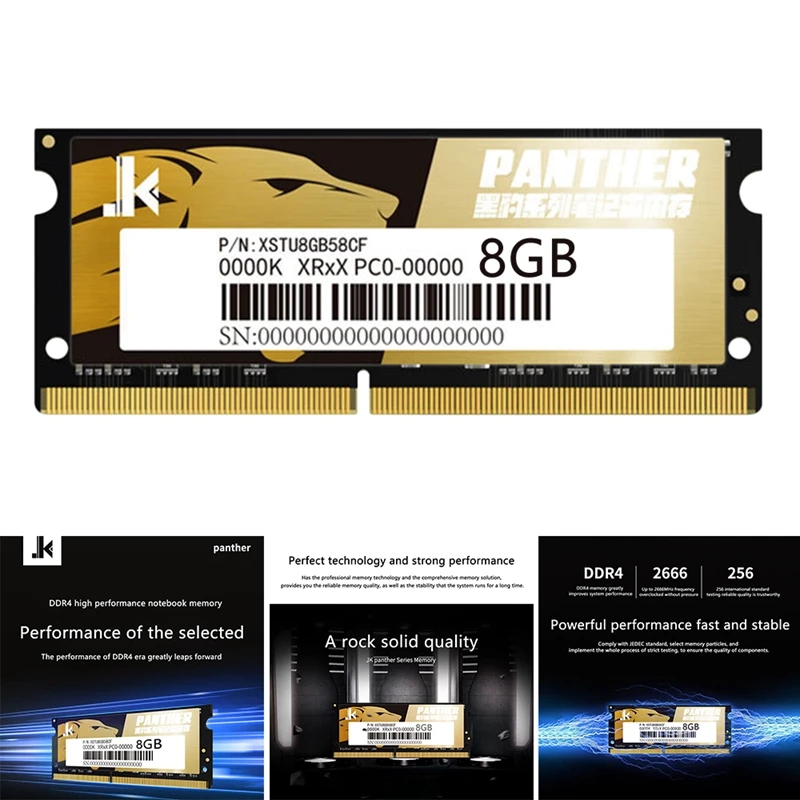 

Панель памяти для ноутбука JK Black Panther NB, DDR4 3200 МГц, высокопроизводительная и стабильная панель памяти для ноутбука