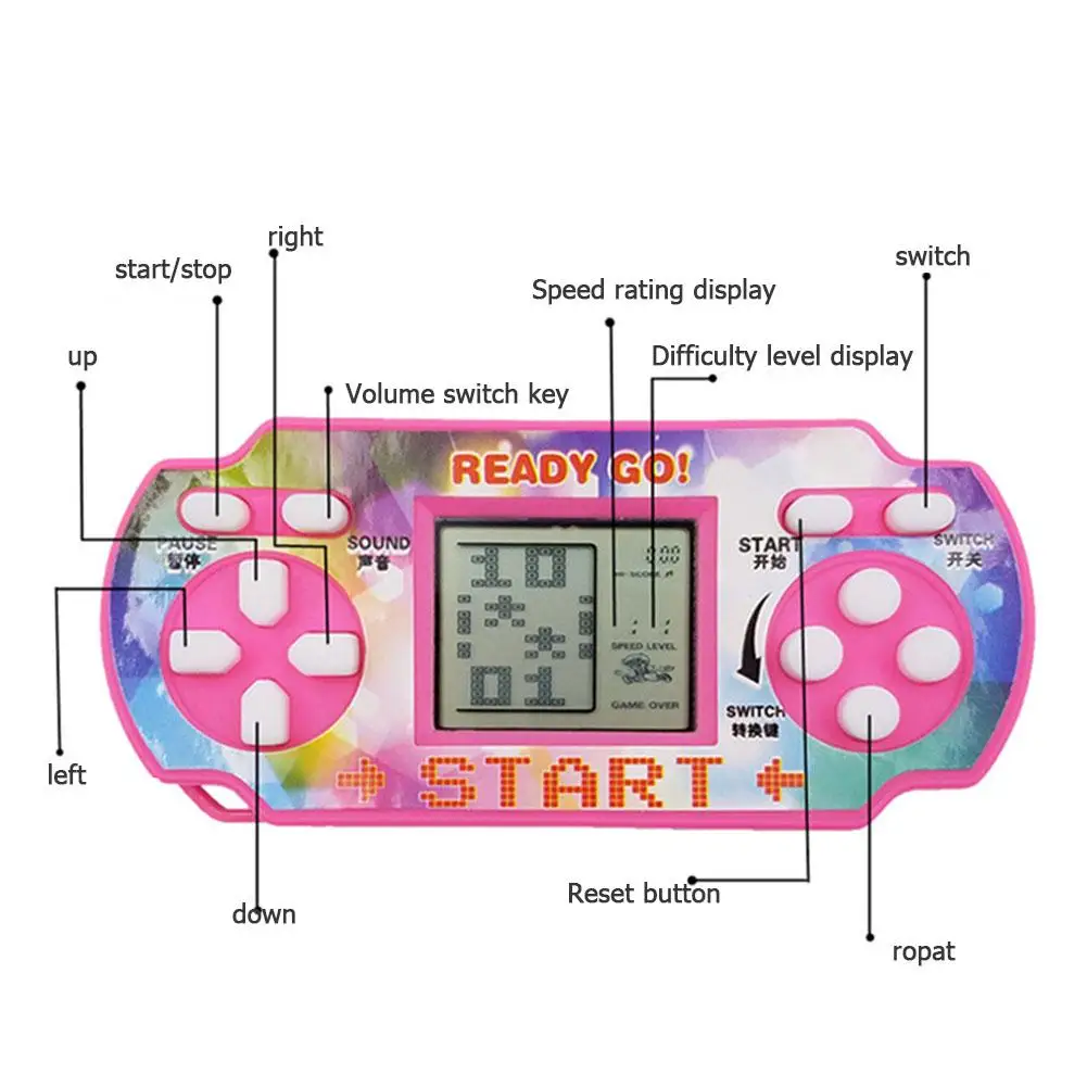 

Tetris Game Console LCD Handheld Game Players Children Educational Anti-stress Electronic Toys Random Color ship