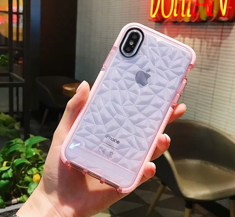 Thicken Drop-Proof Soft Diamond Case for iphone XR X XS MAX XsMax Silicone ShockProof Gasbag Full Protective Clear Cover | Мобильные