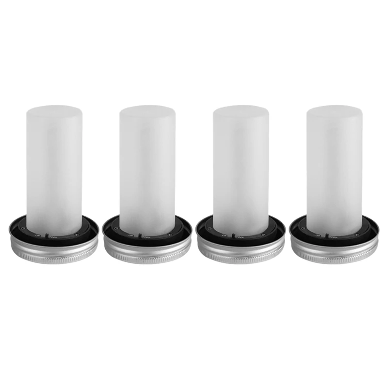 

Promotion! 4Pcs LED Solar Jar Lids Lights For Mason Bottle Simulation Flame Flickering Lights Christmas Halloween Decoration