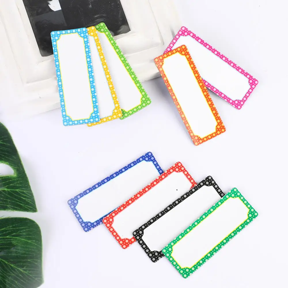 10 colors, a total of 50 with 1 pen(pen cap color random) 8*3cm rewritable message board magnetic refrigerator stickers
