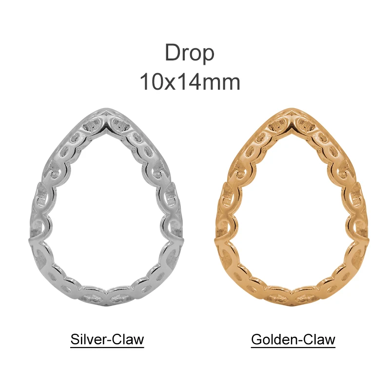Drop 10x14mm Отлично подходит все фигуры и размер пустой золотой и серебряный коготь для кристаллов Стразы Камни Diy ремесло в свадебное платье, одежда сшить - Цвет: Drop 10x14mm