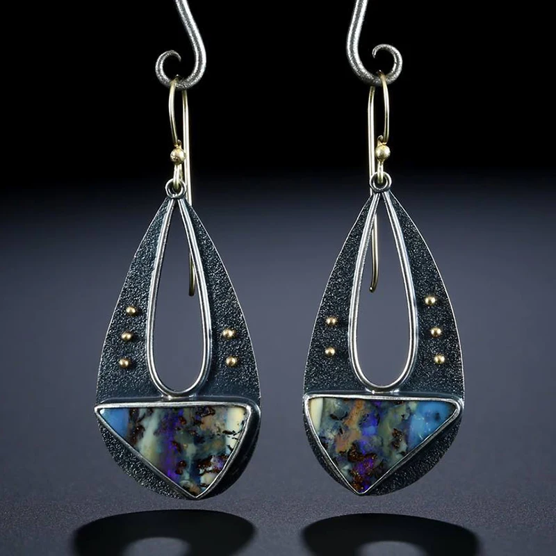 D396 earrings Винтажные индийские племенные зеленые серьги-подвески из смолы богемные большие длинные полые Висячие серьги для женщин ювелирные изделия в стиле хиппи O5E680 - Окраска металла: D396 earrings