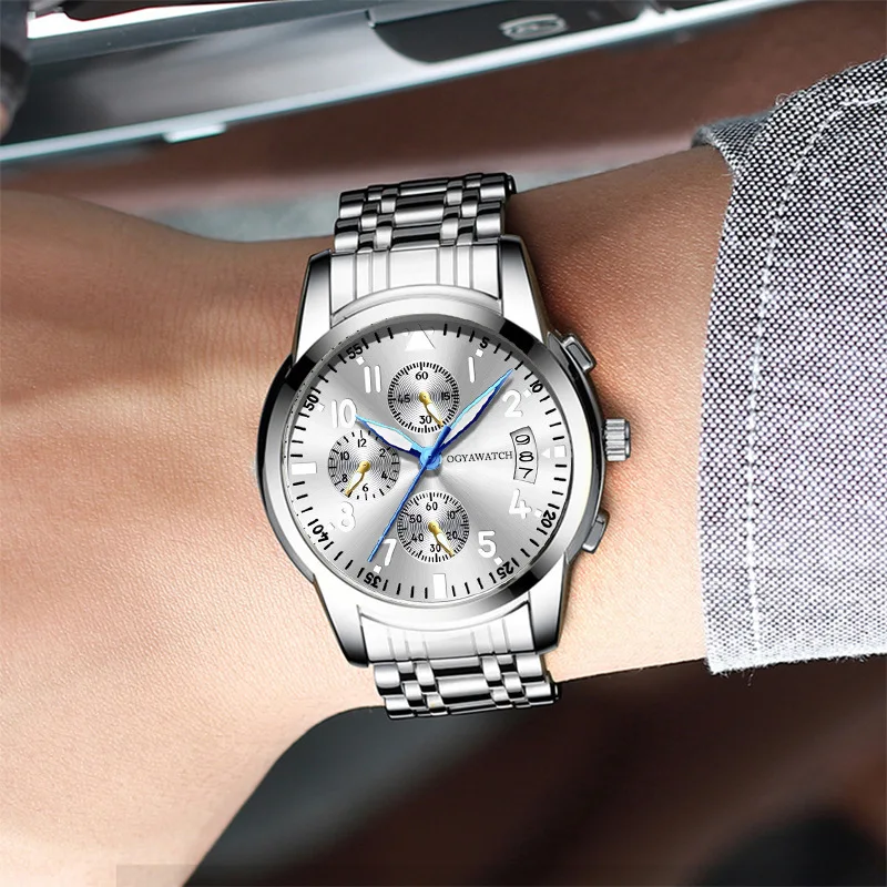 Часы наручные OGYA Мужские кварцевые с календарем модные классические светящиеся