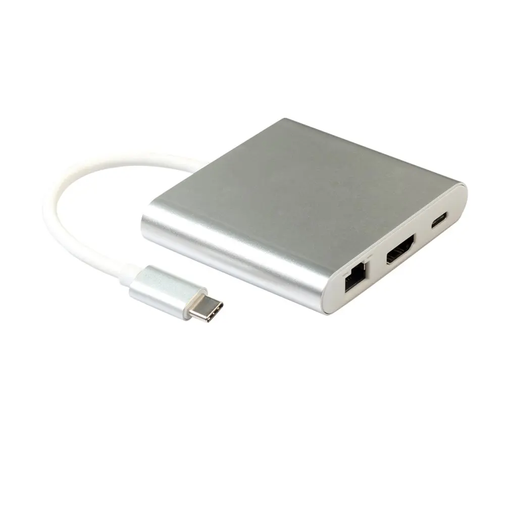 

TYPE-C Four-in-one Multi-function Extender RJ45 Port + USB Converter 4 In 1 USB-C Hub Adapter Extender