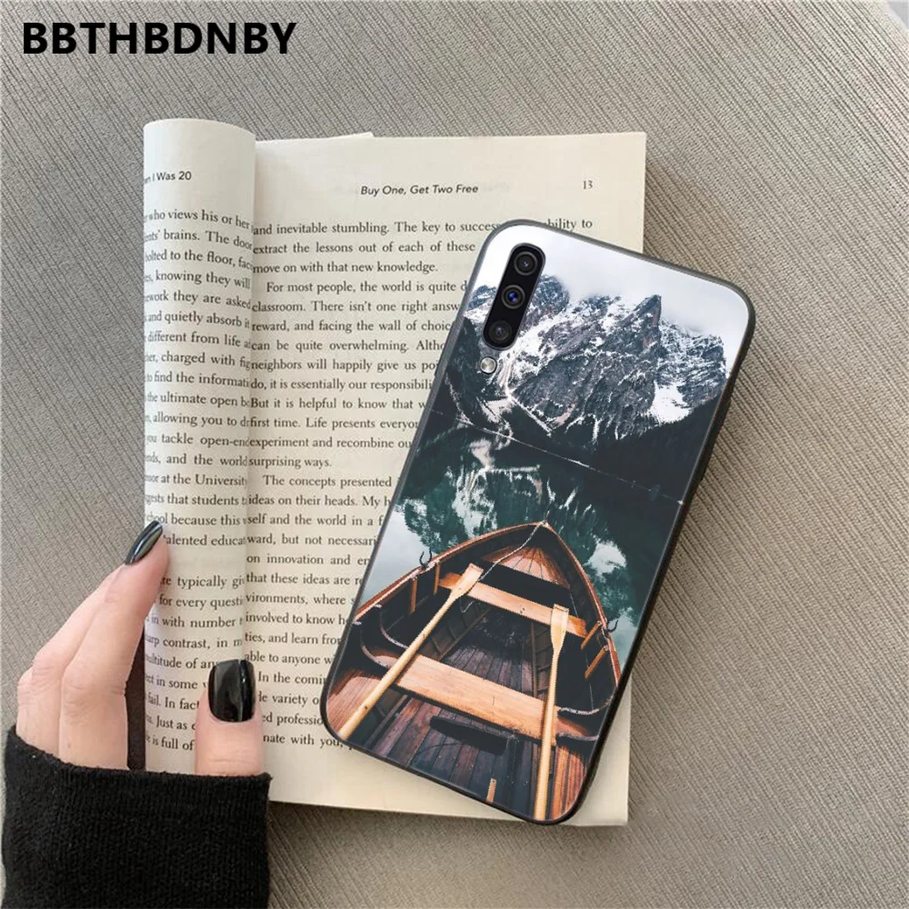 Travel mountain road scenery TPU black Phone Case Cover Hull For Samsung S6 S7 edge S8 S9 S10 e plus A10 A50 A70 note8 J7 2017 | Мобильные