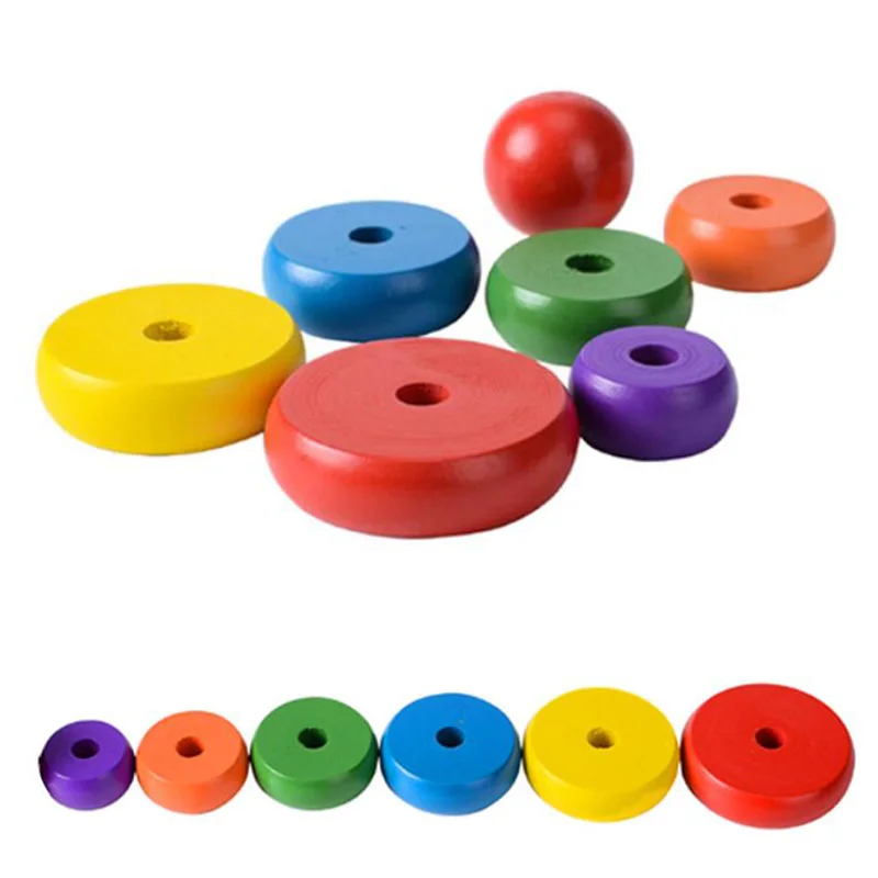 Деревянные блоки игрушки для укладки кольцо башня Монтессори Обучающие