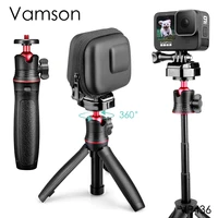 vamson for go pro mini selfie stick tripod tabletop stand for gopro hero 10 9 8 7 6 5 with ball head extendable handle monopods