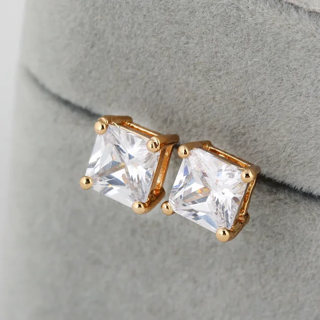 

Classic 4mm 5mm 8mm Square Mosangshi Wedding Engagement Stud Earrings Women's Silver Plated Exquisite Jewelry Gifts