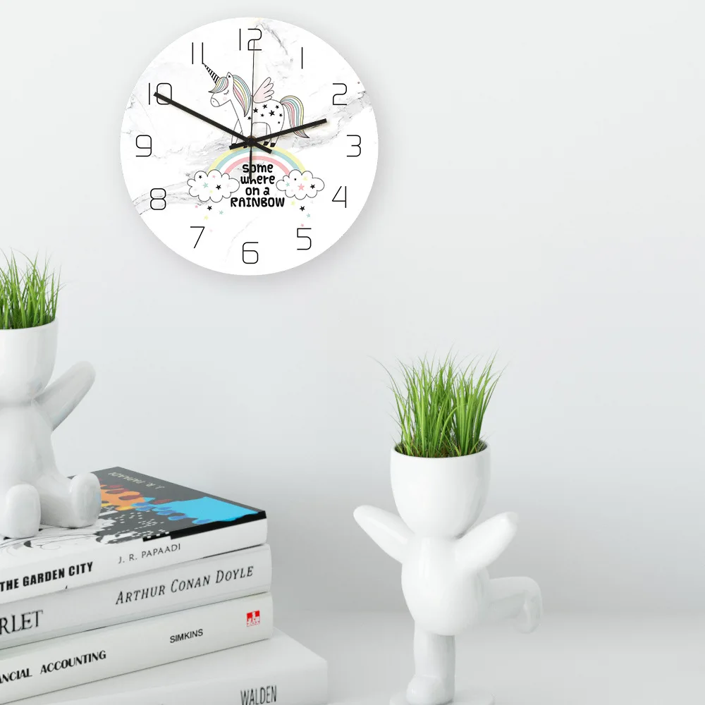 

mordern wall clock Acrylic Material Grey Marble Cartoon design Frameless Circle Silent Creative Living Room Home Decoration