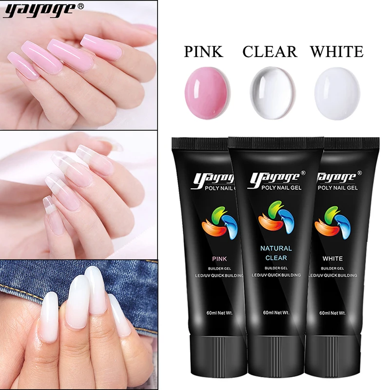 

Yayoge 60ml UV Led Poly Nail Gel Nail Art for Nails Extensions 3 Colors Poly Nail Gel All for Manicure Acrylic Poly Nail Gel