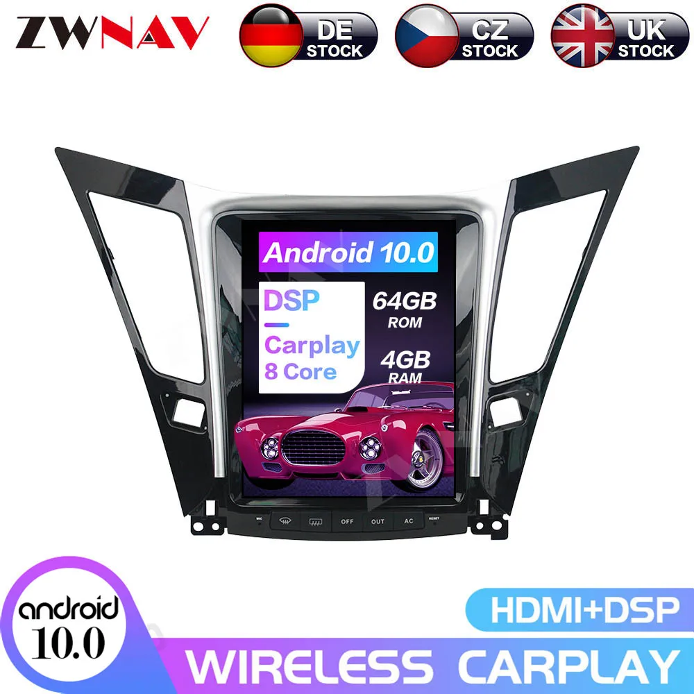 baratas Autoradio 10.4 Tesla Tesla Tesla Android10.0 Px6 4 + 32gb Controle De Voz Embutido Carplay Rádio Do Carro Para Hyundai Sonata 2014-2016gps Navegação