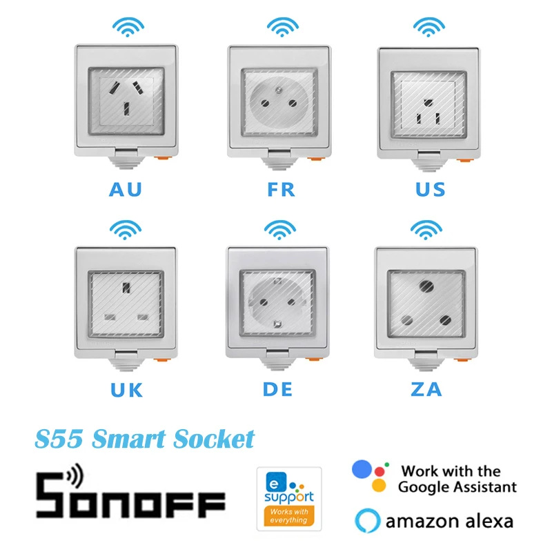 

Смарт-розетка SONOFF S55 с поддержкой Wi-Fi, 16 А