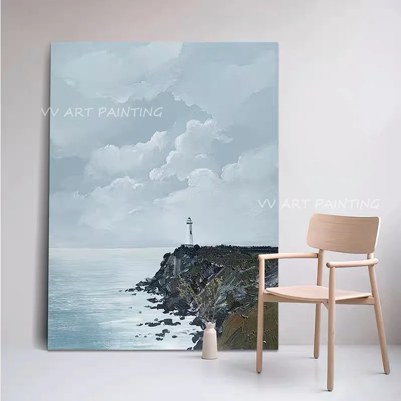 

Абстрактная простая картина маслом Синего океана, неба, моря, большие размеры, 100%, ручная работа, Картина на холсте, Современный Свадебный де...