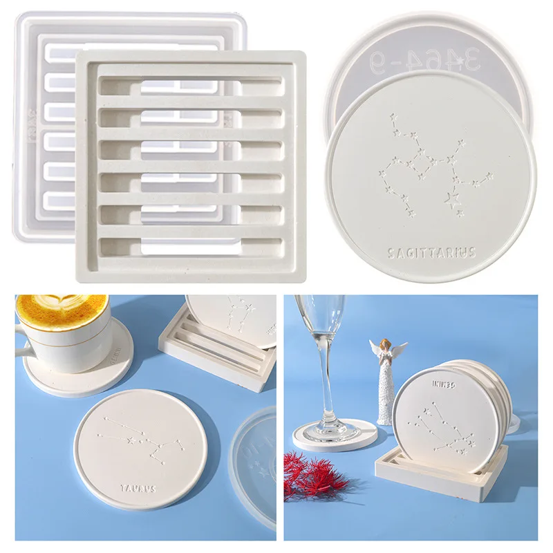 

Twelve Constellations Coaster Epoxy Resin Molds Set For Heat Insulation Pad Home Desktop Decoration Resin Moulds Silicone Molds