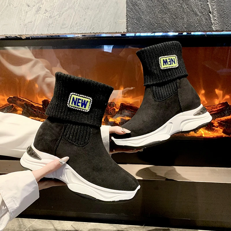 

2021 зимние ботинки, женские ботинки для женщин, модная кожаная зимняя обувь, ботильоны, ботинки из искусственного меха, женская обувь, повсед...