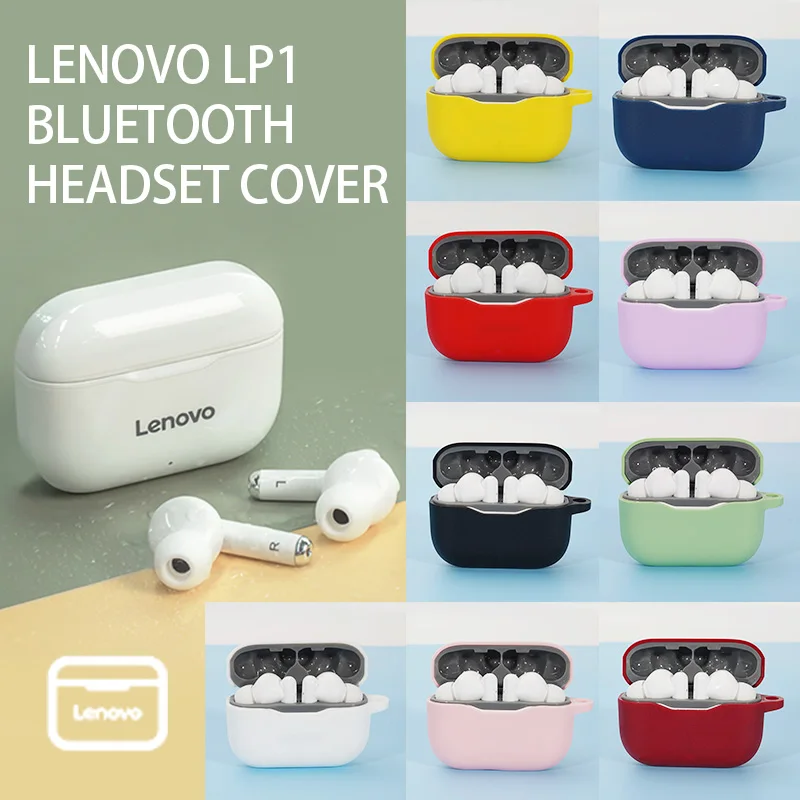 

Silicone Earphone Case Protector Wrap Protective Cover Shell Protector With Carabiner For Lenovo LP1 Wireless Bluetooth Heaset