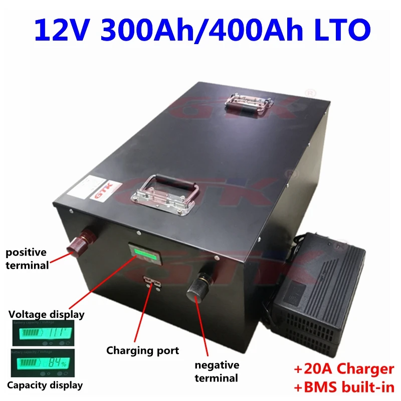 

Аккумулятор LTO batttery 12 в 300 А 400 Ач, литий-титанатный аккумулятор BMS 5S max 10c, быстрая зарядка для солнечной системы, автодома + зарядное устройств...
