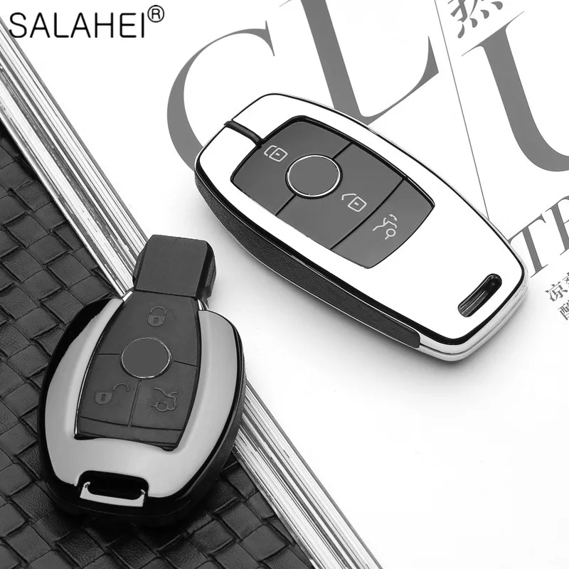 

Zinc Alloy Leather Car Key Ring Case Cover Shell For Mercedes Benz AMG A B R G GLK GLA E S Class W204 W205 W176 W213 Accessories