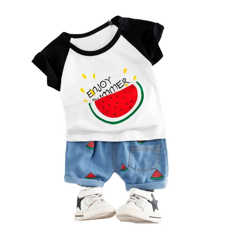 Летняя одежда для малышей Модная мальчиков и девочек Футболка с карманом в виде