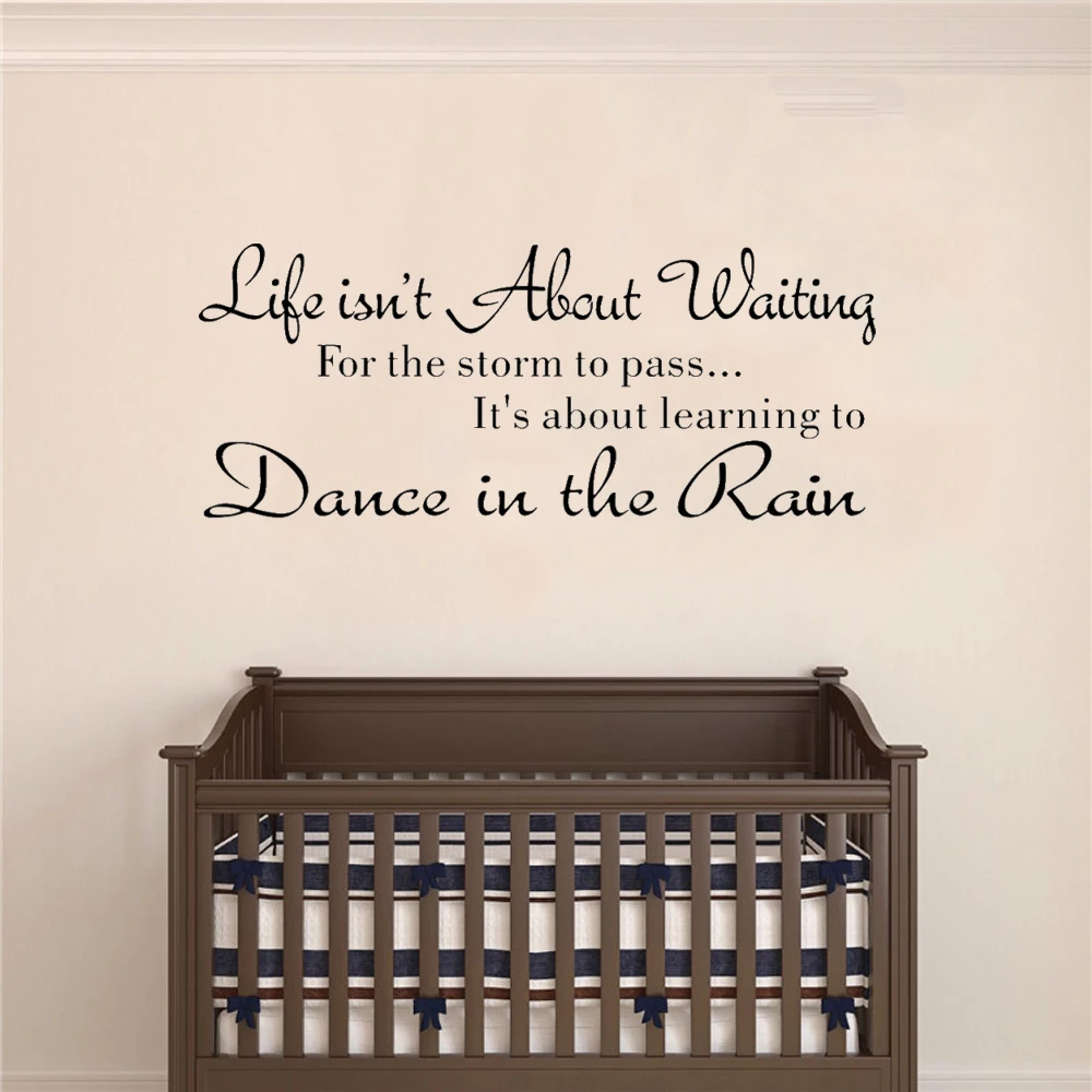

2019 Alphabet Phrase Wall Stickers Life Isn't About Waiting Wall Stickers Quote Dancing in rain 3D Wall Decal Words Home Decor