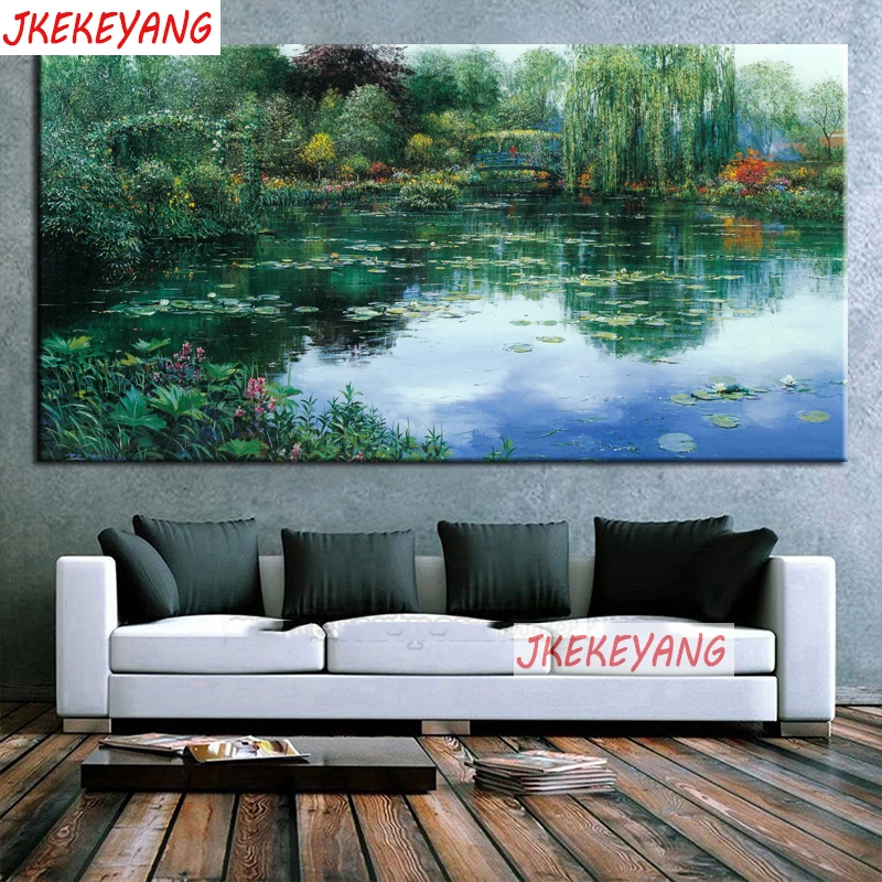 

Большой 5D Diy Алмазный рисунок водяной лилии озеро Алмазная вышивка-мозаика стразами вышивка крестиком Y3674