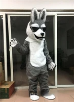 halloween gray fur husky dog mascot costume suits fox adults fancy dress unisex cosplay costume