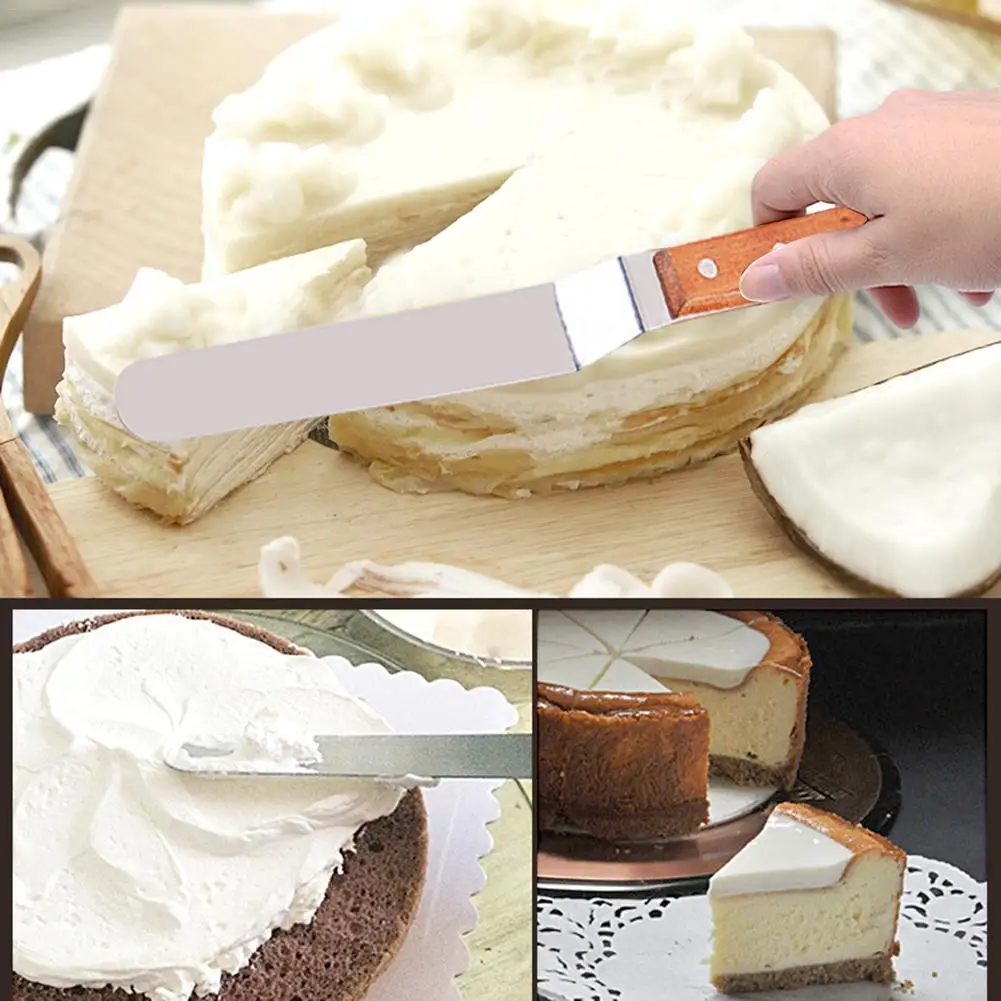 Лопатка из нержавеющей стали с деревянной ручкой для крема торта|Обеденные ножи|