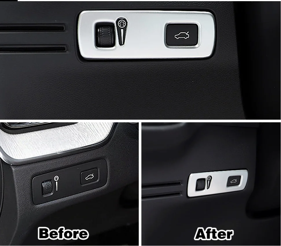 

For Volvo XC40 2019 2020 2021 Head Light Headlights Lamp Switch Button Decoration Cover Trim Carbon Fiber Silver Color