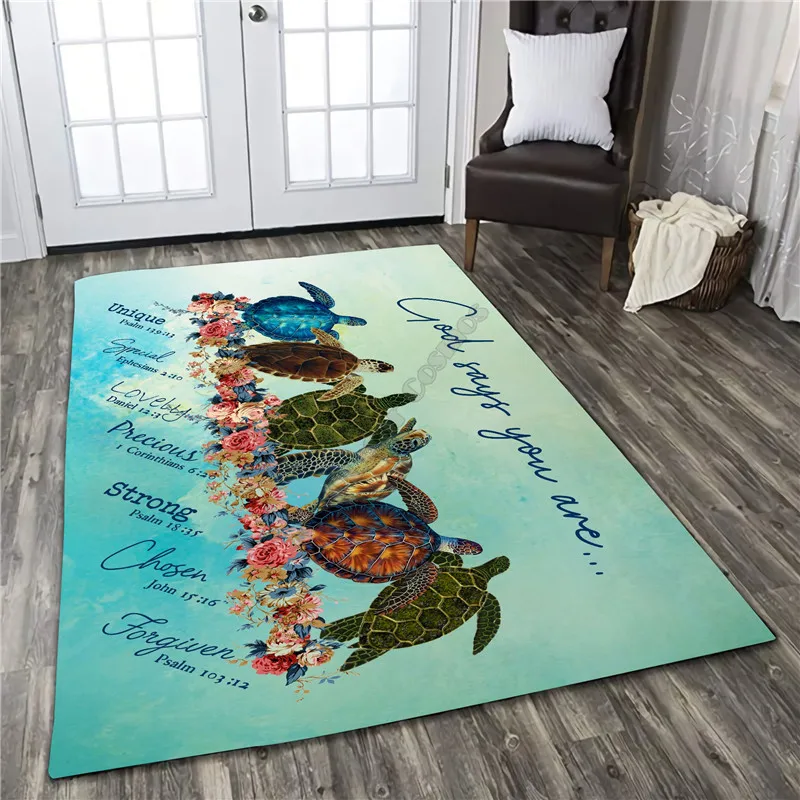 

Turtle God Says You Area Rug 3D All Over Printed Non-slip Mat Dining Room Living Room Soft Bedroom Carpet 06