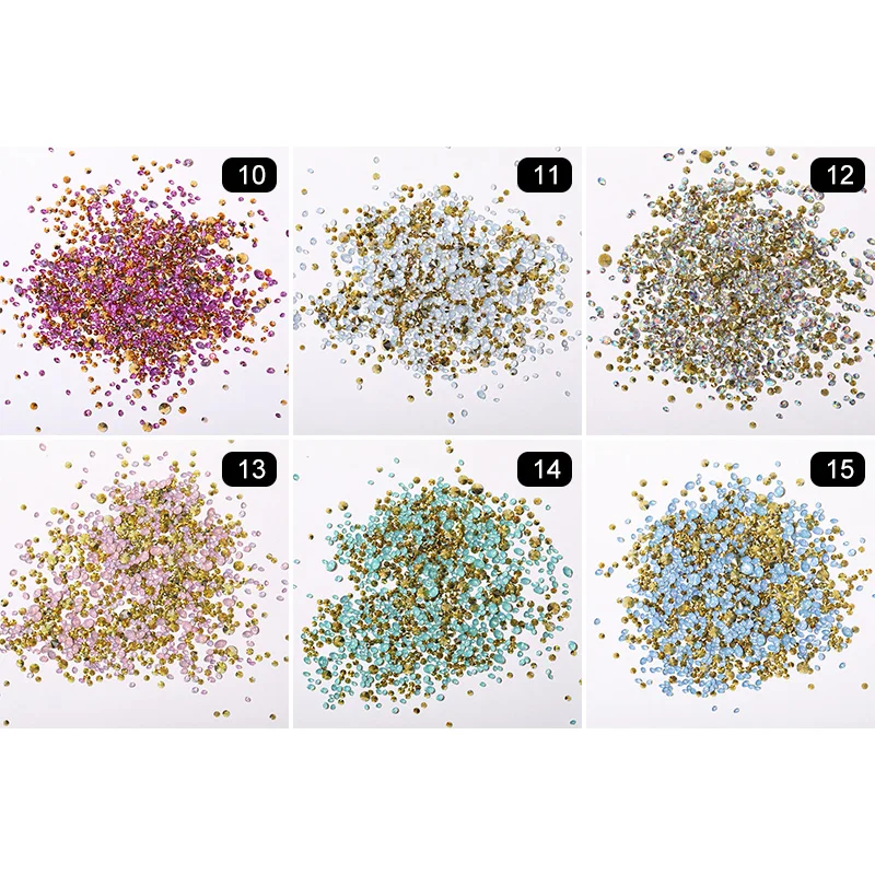 1000PCS/Bag Irregular AB Colorful Nail Rhinestones Flat Bottom Mixed Size Nail Studs Nail Art 3D DIY Decorations