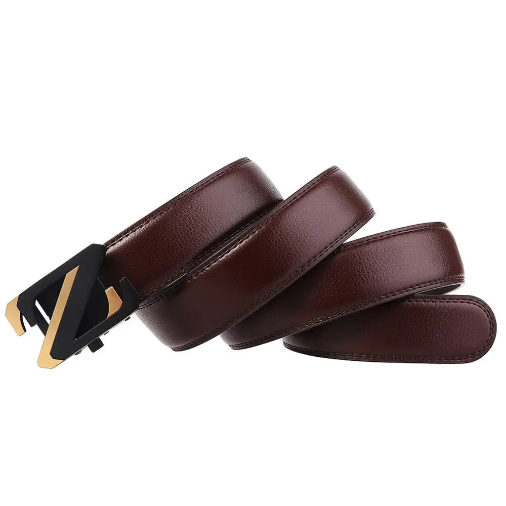 Мужской ремень из натуральной кожи черный дизайнерский пояс с пряжкой Z